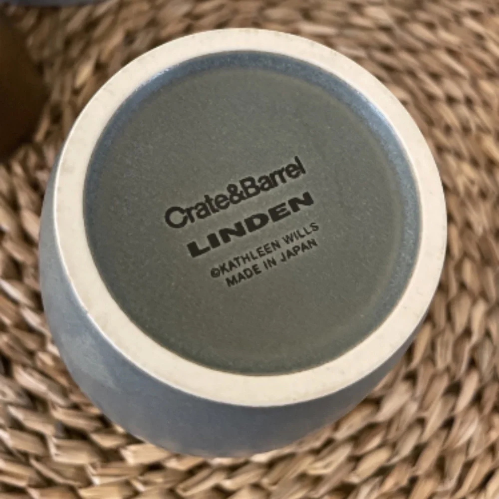 Crate and Barrel LINDEN Kathleen Wills Coffee Tea Cup Mug Matte Green 10 Oz